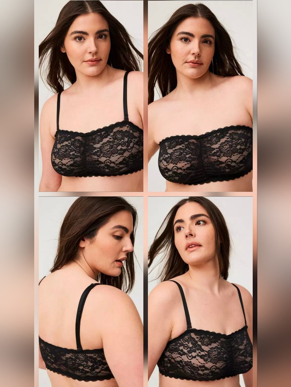 Torrid Unlined Black Lace Convertible Bandeau Bra - Size 2